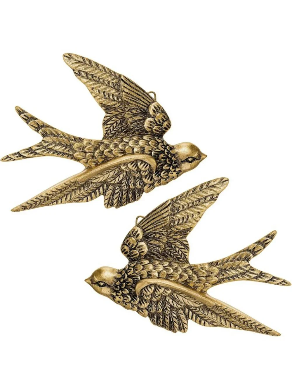 Vintage 2 Pcs Bird Wall Art Decor - Antique 3D Hanging Sculpture for Home